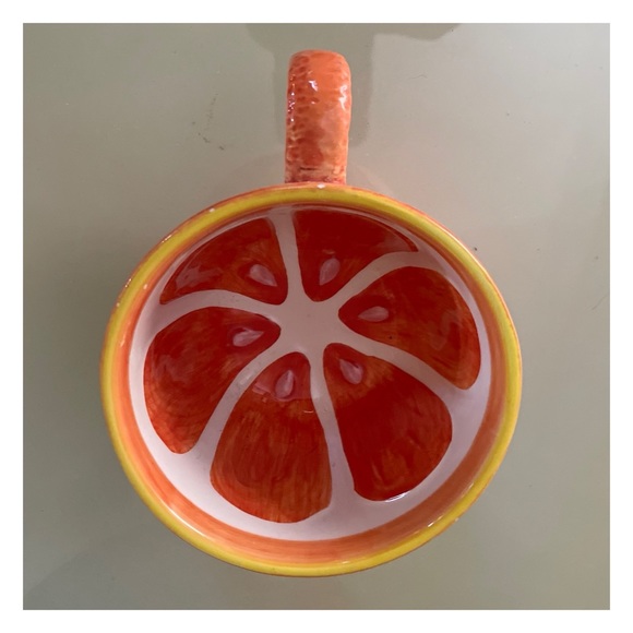 Hand painted Orange Slice Ceramic Coffee Mug with Textured Glaze - Picture 6 of 10